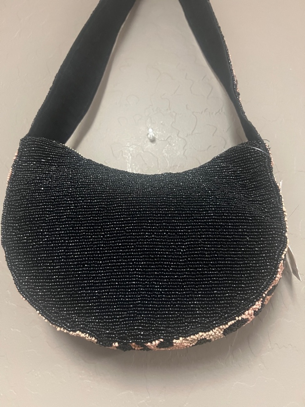 On 34th Beaded Half Moon Leopard Shoulder Bag, - Picture 6 of 7